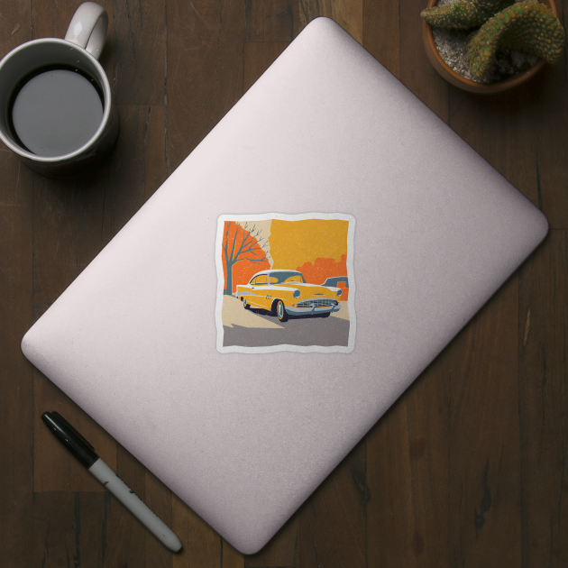 Retro Vintage Car - Vibrant Risograph Design by TuncGK